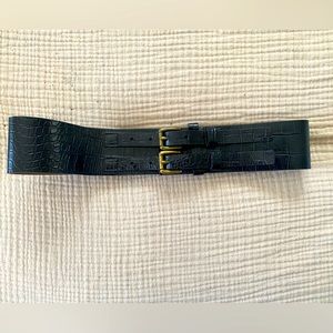 Via spiga waist belt double buckle black